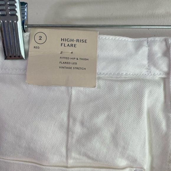 Universal Thread Sz 2 Long Flared Jeans White High Rise Vintage Stretch - Picture 4 of 5
